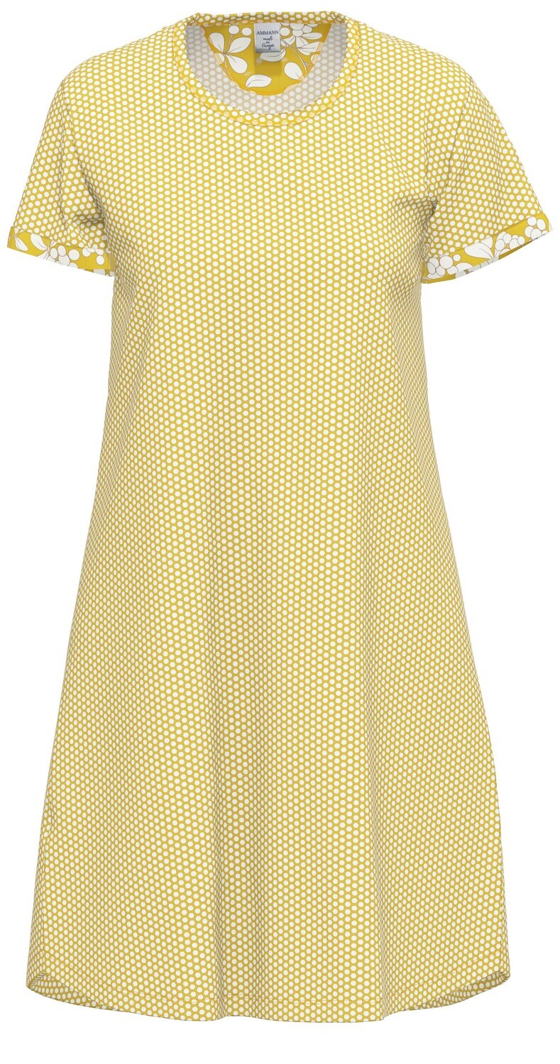 Ammann Dames nachthemd: Geel, Korte mouw, Modal / Katoen