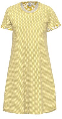 Ammann Dames nachthemd: Geel, Korte mouw, Modal / Katoen