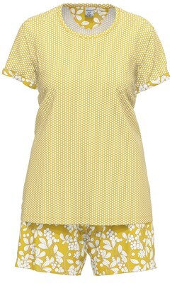 Ammann Dames Pyjama: Korte mouw , short, Geel, Modal / Katoen