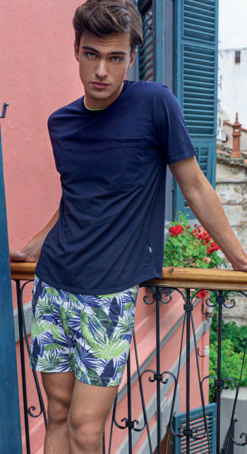 Ammann Heren Pyjama: Korte mouw / short, geprinte short Light cotton, Maten: XL