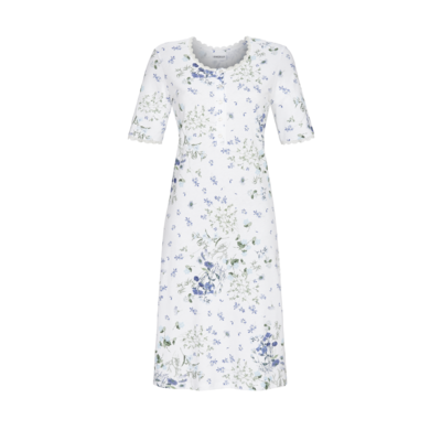 Ringella Nachthemd met korte mouw: Blauw gebloemd, 100cm