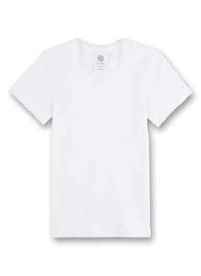 Sanetta meisjes onderhemd: Wit, korte mouw