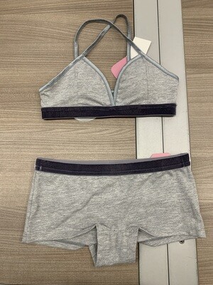 Strawberry Secrets Tiener Top: Mid Grey, Antraciet afgeboord