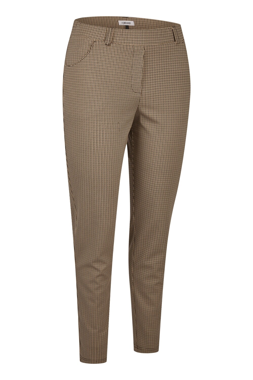 KJ Brand dames broek: Pied de poules, beige / bruin