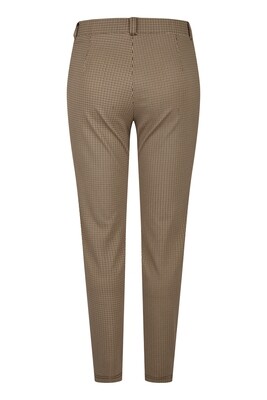 KJ Brand dames broek: Pied de poules, beige / bruin