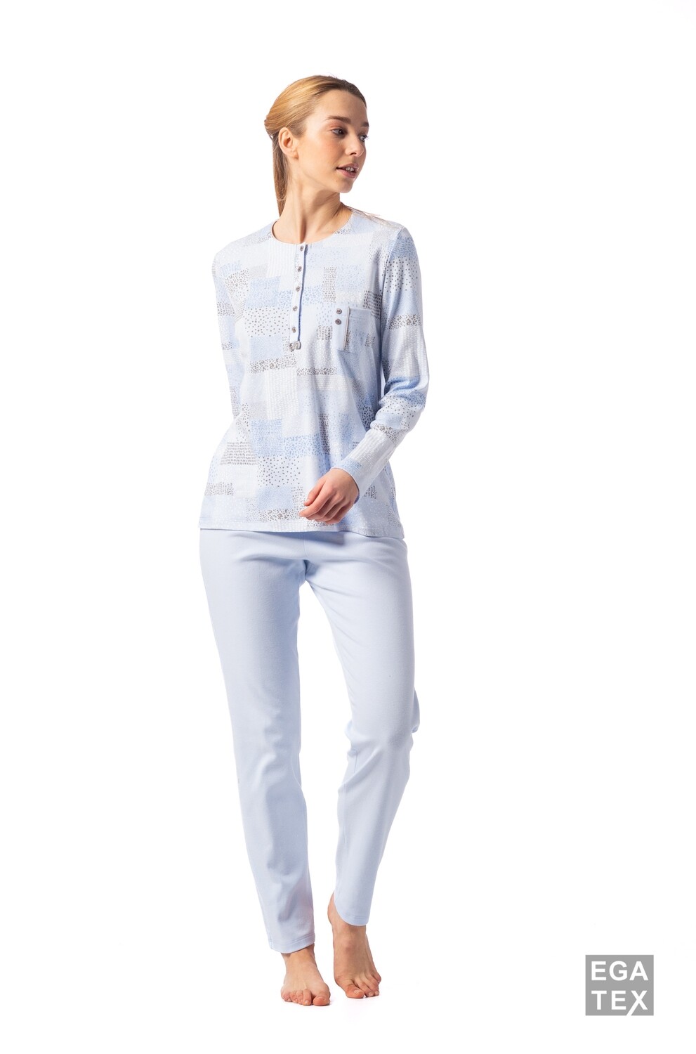 Egatex dames pyjama: interlock, Licht blauw