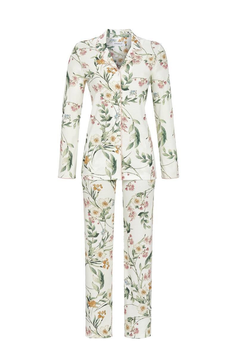 Ringella Dames pyjama: Doorknoop, champagne kleur