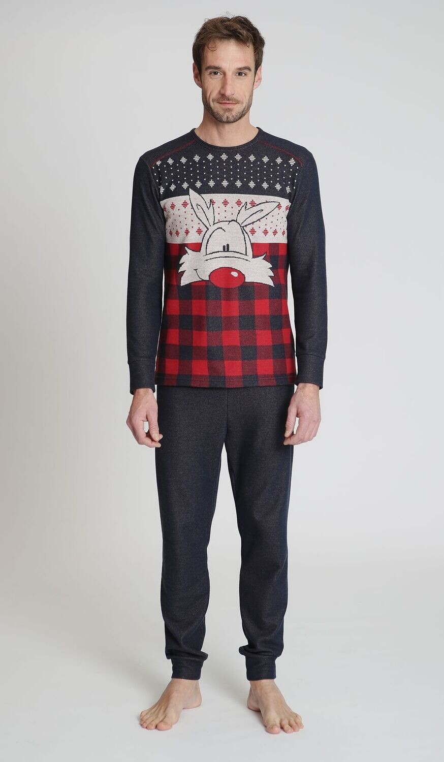 Happy people pyjama Heren: Warm, blauw / rood