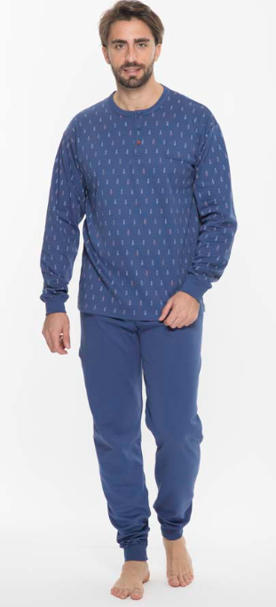 Gary pyjama heren: Das motief, Blauw, tot 4XL