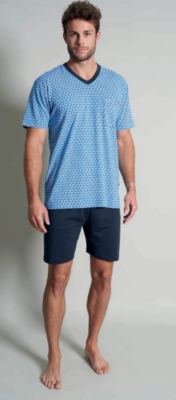 Gotzburg heren pyjama: korte mouw / short, 100% katoen