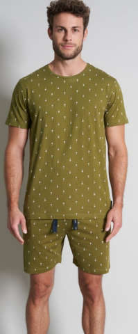 Tom Tailor Heren Pyjama: Groen, palmboom