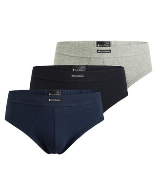Punto Blanco Heren Slip: 3 pack, Grijs / zwart / blauw
