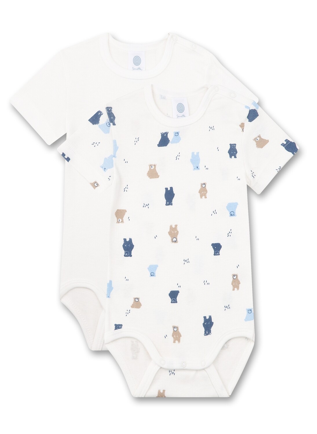 Sanetta romper jongens: Berenmotief, korte mouw, duopack