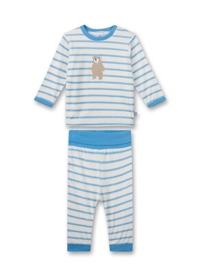 Sanetta pyjama baby jongens: Velours, gestreept