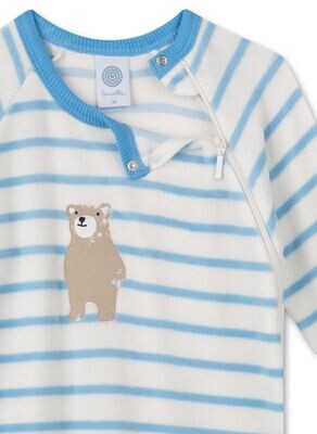 Sanetta pyjama baby jongens: overall, Velours, met voetjes