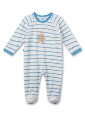 Sanetta pyjama baby jongens: overall, Velours, met voetjes