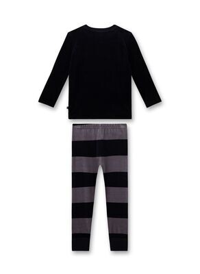 Sanetta Jongens Pyjama: Velours, beer motief, donker blauw