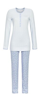 Ringella Dames Pyjama: Blauw gestreept tot maat 52