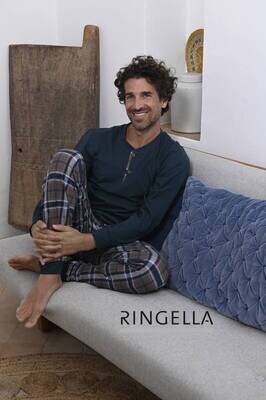 Ringella Heren Pyjama: Blauw, Interlock