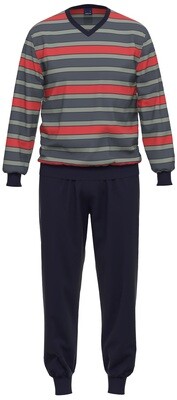 Ammann Heren pyjama: V hals, blauw gestreept