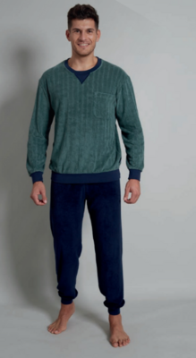 Gotzburg Pyjama heren: Badstof, Groen / blauw