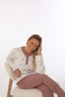 Perlina Dames pyjama: Astrid, gemoltoneerd, Roze