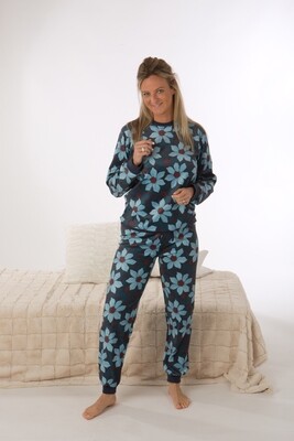 Perlina Dames Pyjama: Avia, Velours, blauw