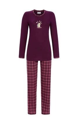 Ringella dames pyjama: Bordeau carree broek, Egel motief