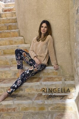 Ringella Bloomy Dames pyjama: Fleece top, bedrukte broek