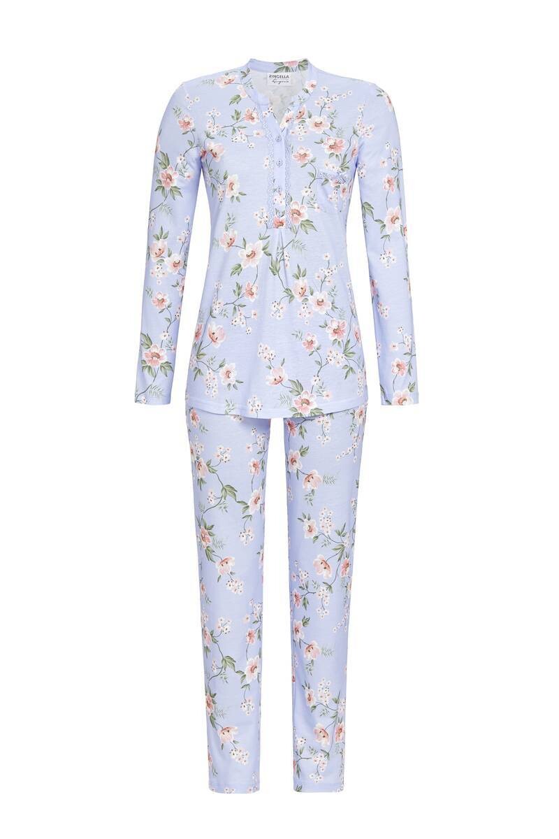 Ringella Dames pyjama: blauw gebloemd, Tencel
