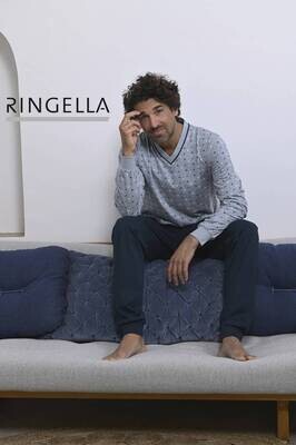 Ringella Heren pyjama: V hals, 100% katoen