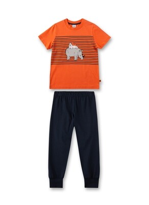 Sanetta Jongens pyjama: Korte mouw / lange broek, Oranje