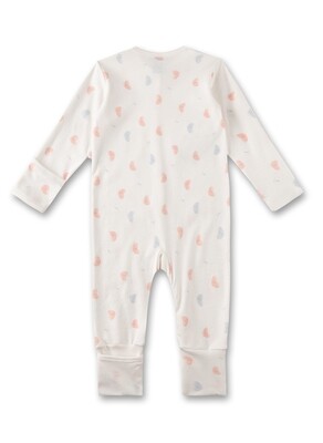 Sanetta meisjes pyjama: Kruippak, Vlindermotief, ingewerkte krabwantjes / voetjes