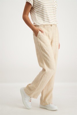 Signe Nature Linnen Broek: Beige, 100% Linnen