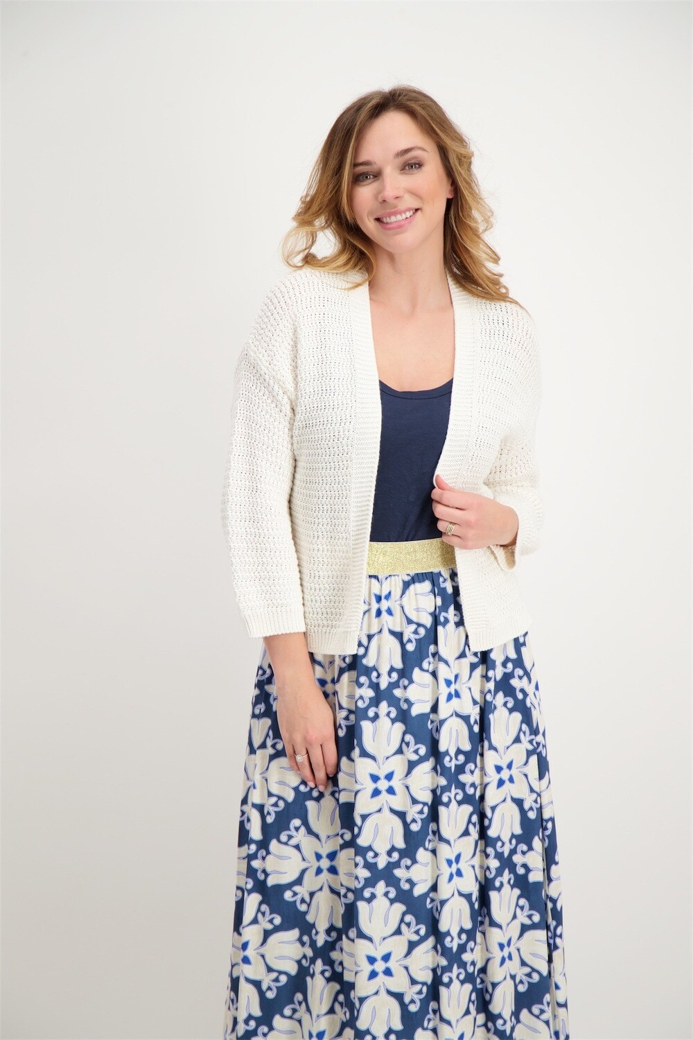 Signe Nature Cardigan: ecru, grof gebreid