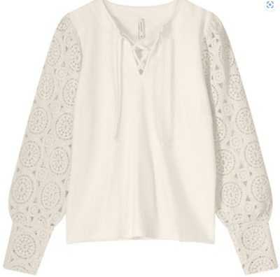 Summum shirt: Ecru, Crochet mouwen