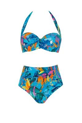 Sunflair Bikini: Blauw geprint, Halter model, Hoge taille slip