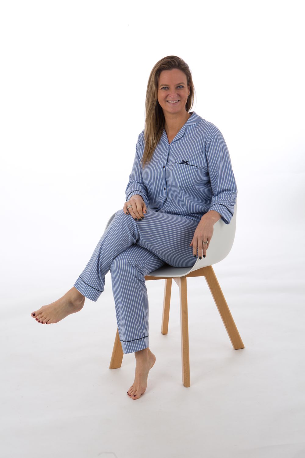 Perlina Dames pyjama: Loua, doorknoop model