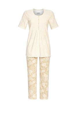 Ringella Pyjama dames: beige, Korte mouw, 7/8 broek