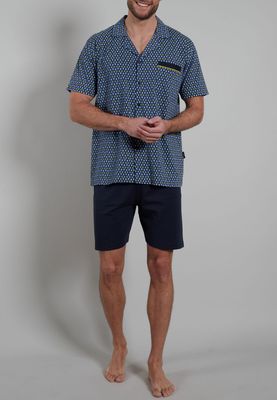 Gotzburg Pyjama Heren: Doorknoop, korte mouw / short