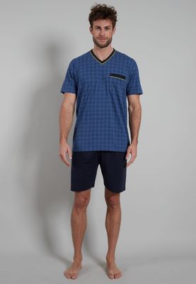 Gotzburg Pyjama Heren: Blauw, V hals