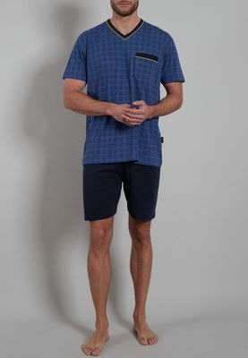 Gotzburg Pyjama Heren: Blauw, V hals