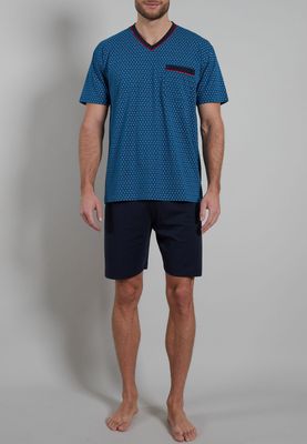 Gotzburg Heren Pyjama: Blauw, korte mouw, short