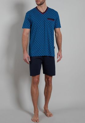 Gotzburg Heren Pyjama: Blauw, korte mouw, short