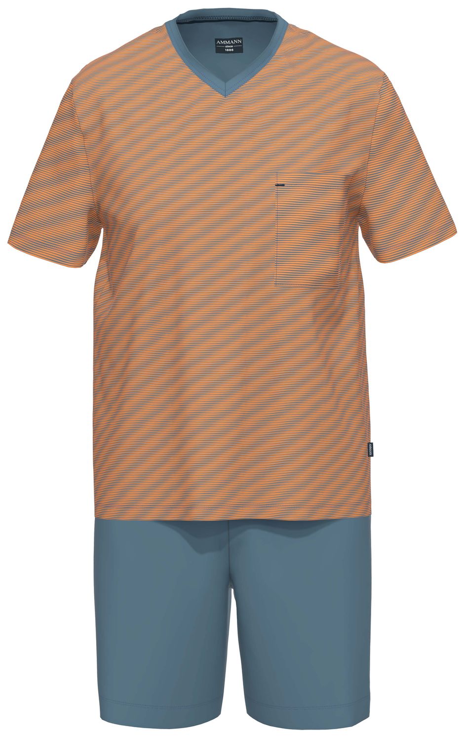 Ammann Heren Pyjama: Korte mouw / short, Oranje / blauw