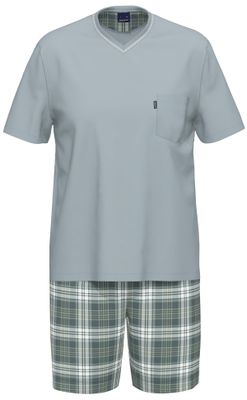 Ammann heren pyjama: Licht blauw, korte mouw