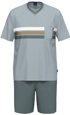 Ammann heren pyjama: Licht blauw, korte mouw