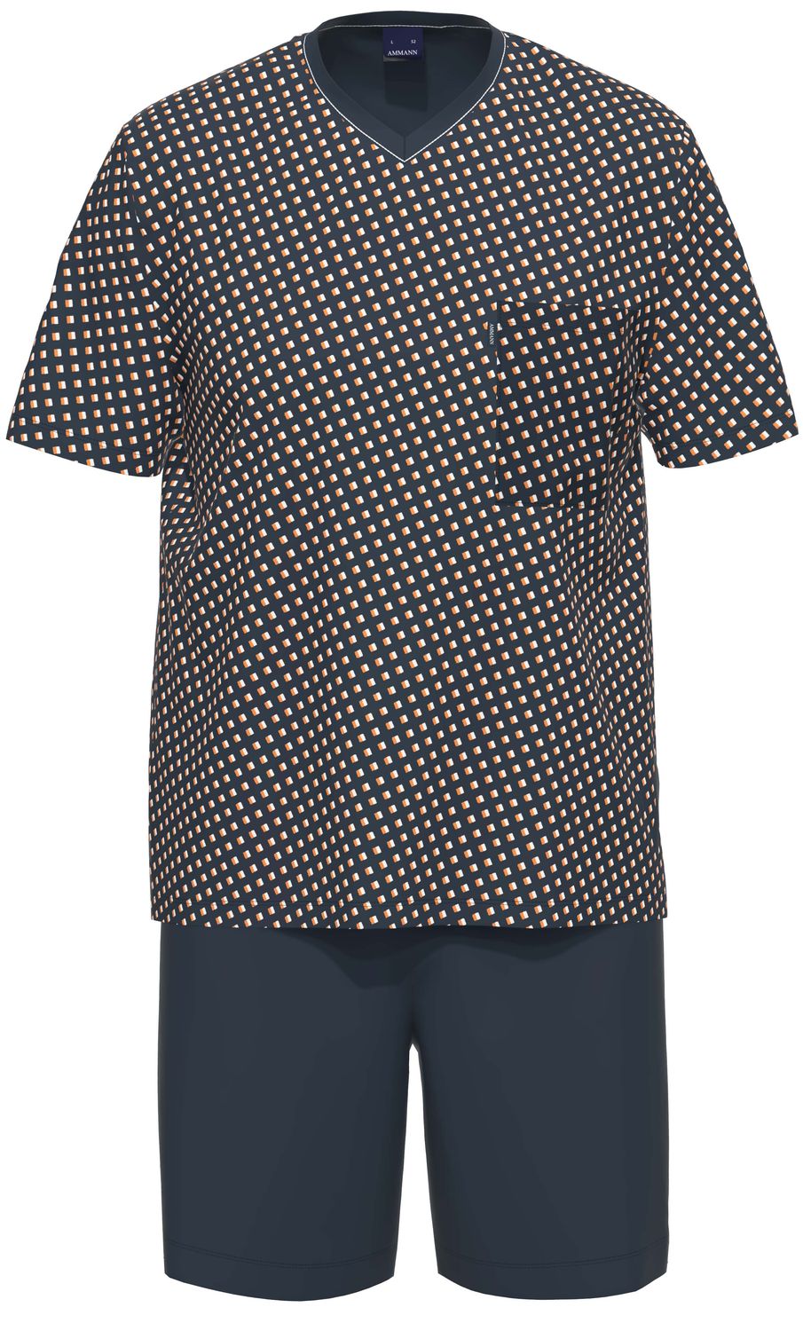 Ammann heren pyjama: Blauw Geprint, tot 6XL