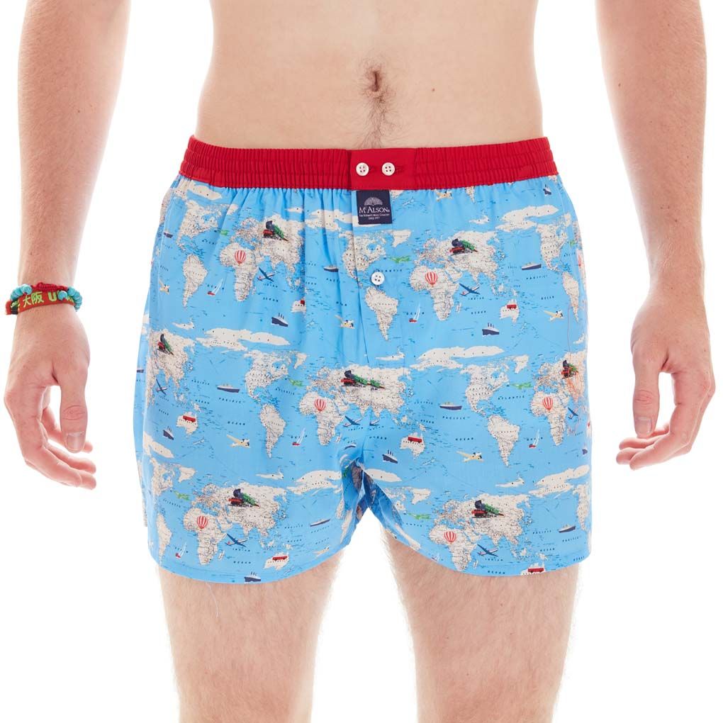 MC Alson Boxershort Heren: Wereldbol, los model, ingewerkte slip