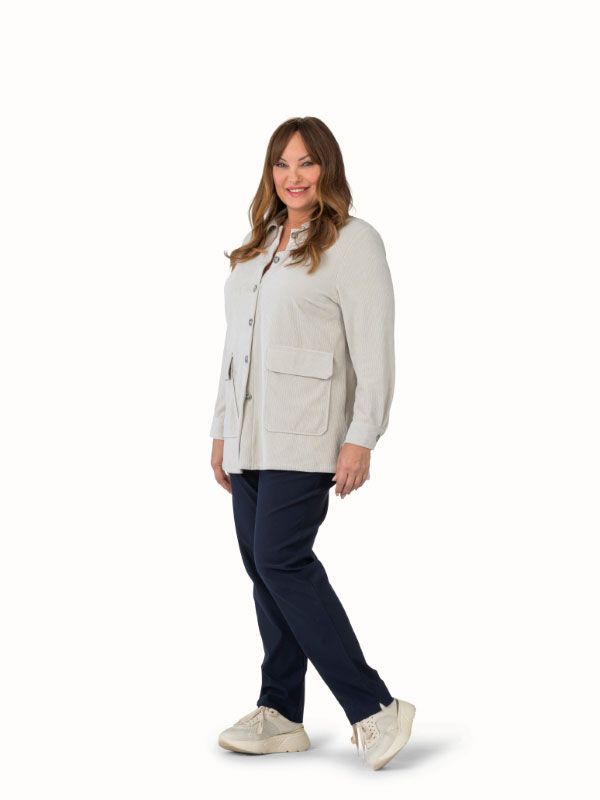 Mona Lisa Vest/bloes: Ribfluweel, Ecru ( Duitse maten )